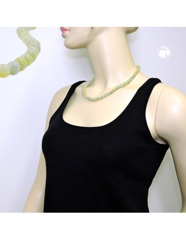 necklace beads 8mm green-white 50cm