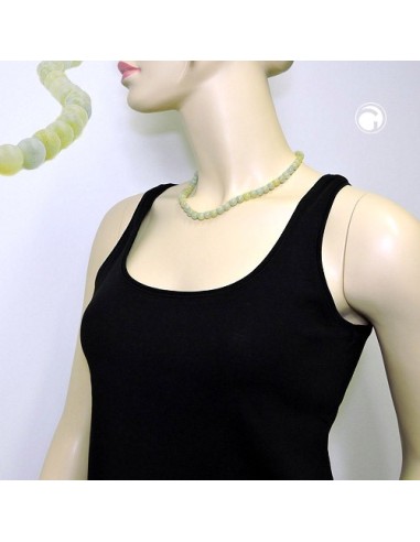 necklace beads 8mm green-white 45cm
