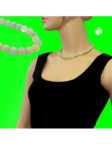 necklace beads 8mm green-white 42cm