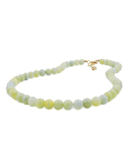 necklace beads 8mm green-white 42cm