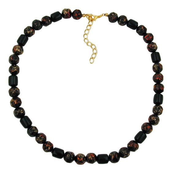 necklace red/ black pressed beads