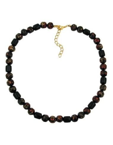 necklace red/ black pressed beads