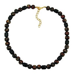 necklace red/ black pressed beads