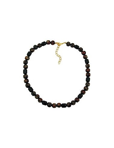 necklace red/ black pressed beads