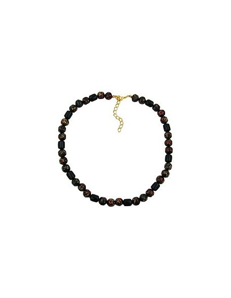 necklace red/ black pressed beads
