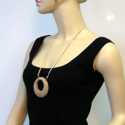 necklace beige marbled amulett 80cm