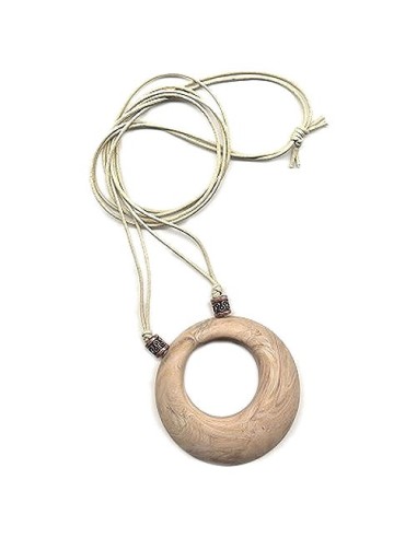 necklace beige marbled amulett 80cm