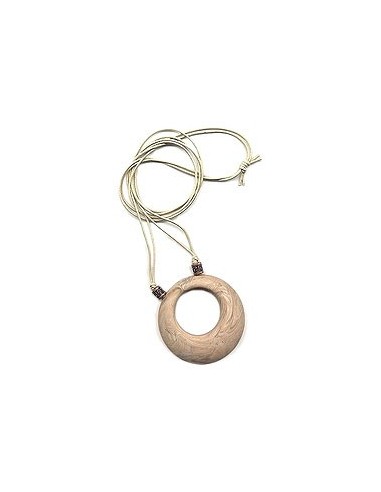 necklace beige marbled amulett 80cm