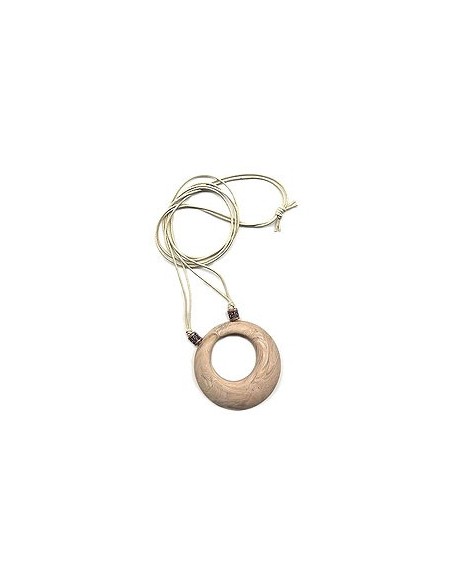 necklace beige marbled amulett 80cm