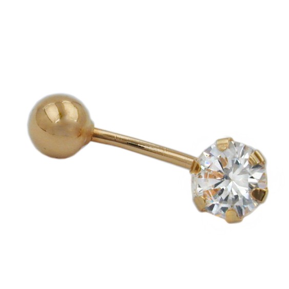 belly button piercing bananabell 20x6mm zirconia 14k gold