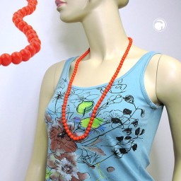 necklace beads orange-red 8mm 80cm