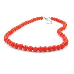 necklace beads orange-red 8mm 80cm