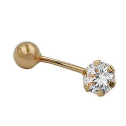 belly button piercing bananabell 20x6mm zirconia 14k gold