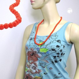 necklace beads orange-red 8mm 70cm