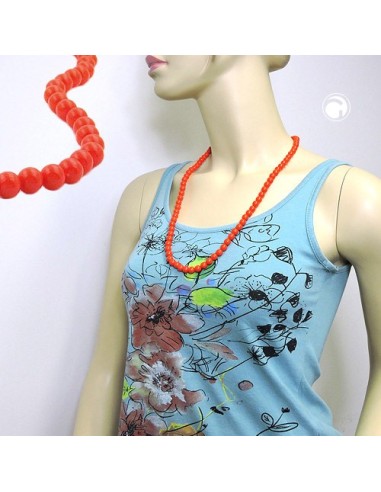 necklace beads orange-red 8mm 70cm