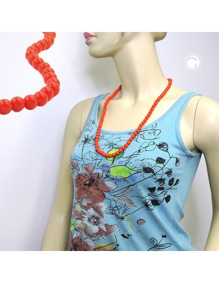 necklace beads orange-red 8mm 70cm