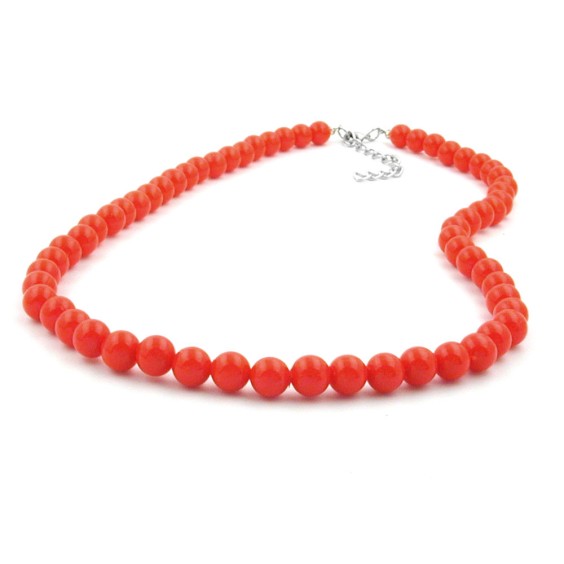 necklace beads orange-red 8mm 60cm