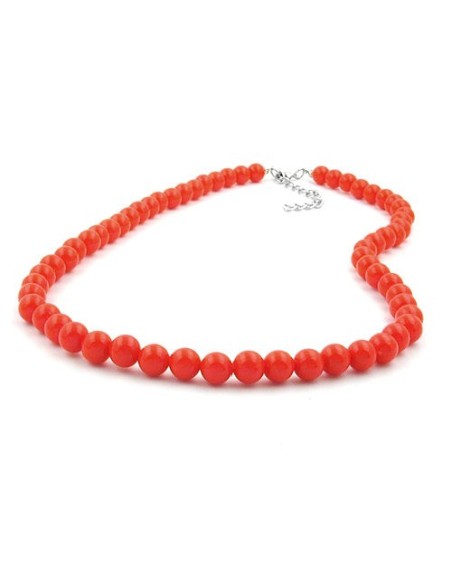 necklace beads orange-red 8mm 60cm