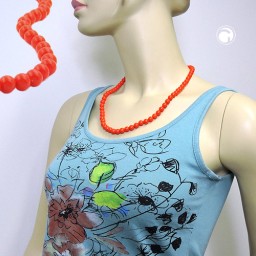 necklace beads orange-red 8mm 55cm