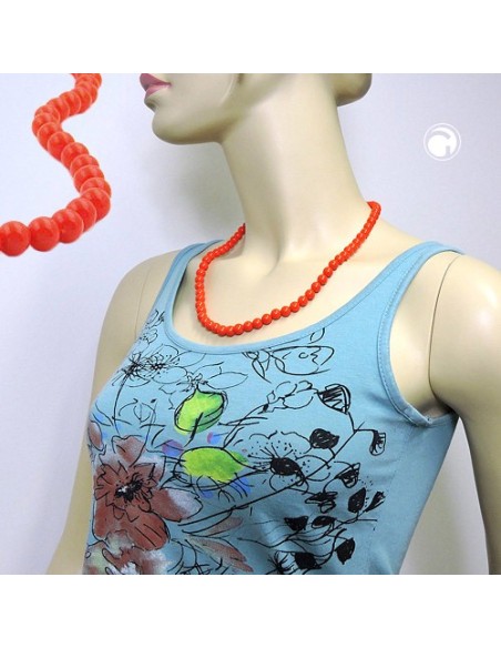necklace beads orange-red 8mm 55cm