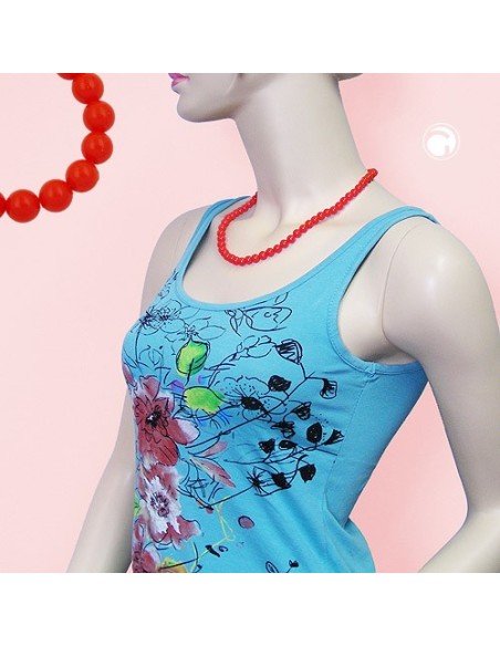necklace beads orange-red 8mm 50cm