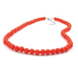 necklace beads orange-red 8mm 45cm