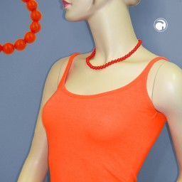 necklace beads orange-red 8mm 45cm