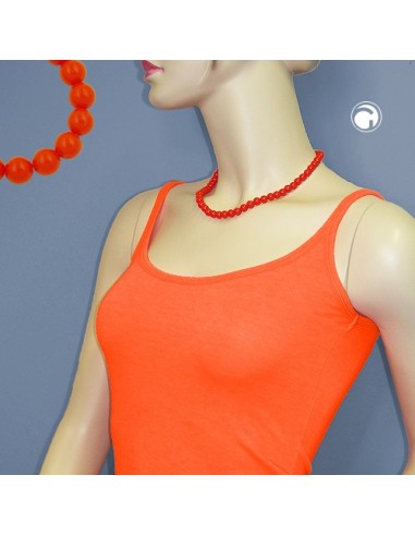 necklace beads orange-red 8mm 45cm