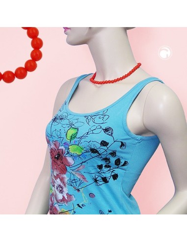 necklace beads orange-red 8mm 42cm