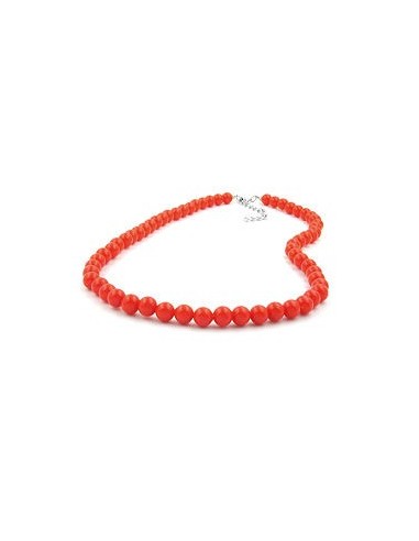 necklace beads orange-red 8mm 42cm