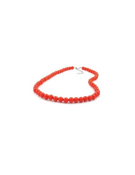 necklace beads orange-red 8mm 42cm