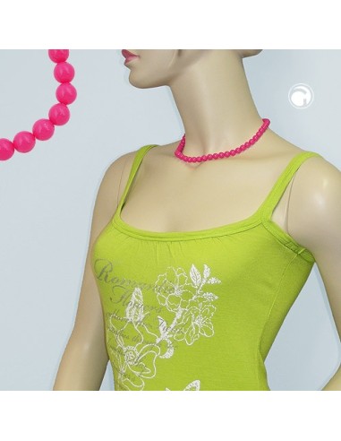 necklace beads rose-pink 8mm 40cm