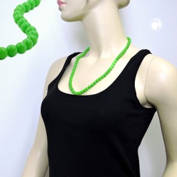 necklace beads 8mm green shiny 60cm