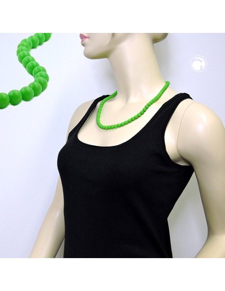 necklace beads 8mm green shiny 55cm
