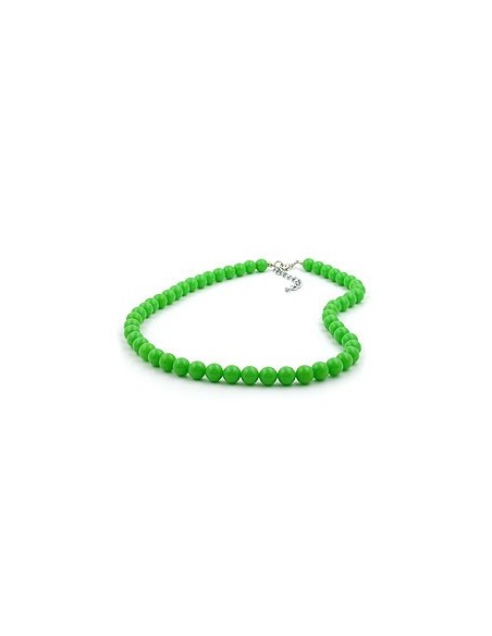 necklace beads 8mm green shiny 50cm