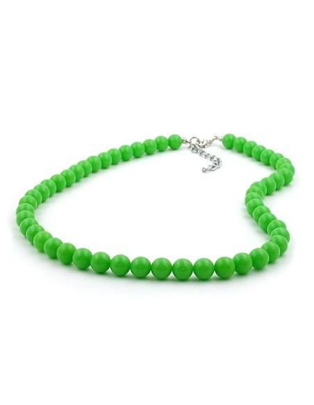 necklace beads 8mm green shiny 45cm