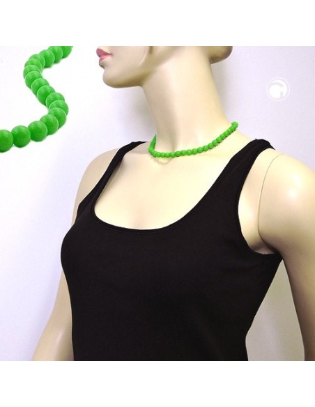 necklace beads 8mm green shiny 40cm
