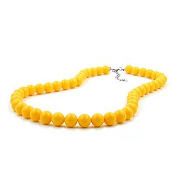 necklace beads 8mm yellow 70cm