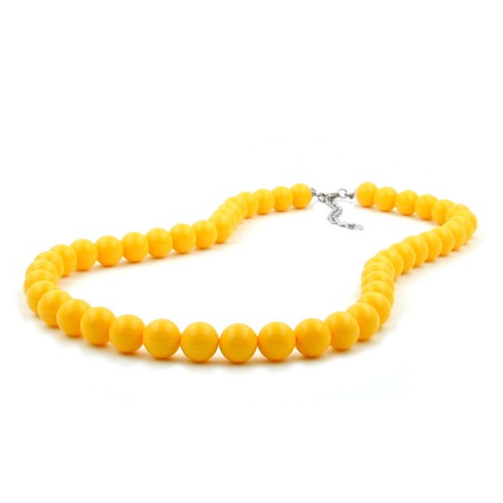 necklace beads 8mm yellow 55cm