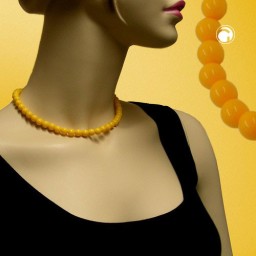 necklace beads 8mm yellow 45cm