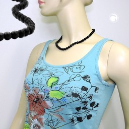 necklace beads 8mm black silver 45cm