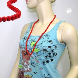 necklace beads 8mm red shiny 80cm