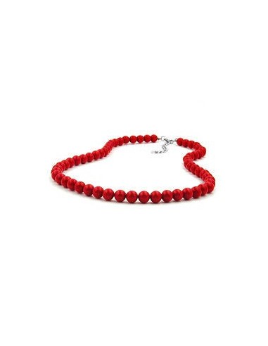necklace beads 8mm red shiny 70cm