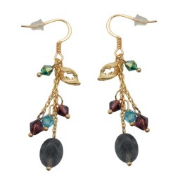 hook earrings stone glass beads multi colour