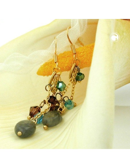 hook earrings stone glass beads multi colour