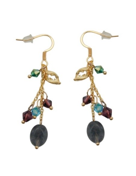 hook earrings stone glass beads multi colour