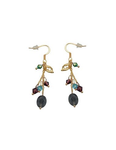 hook earrings stone glass beads multi colour