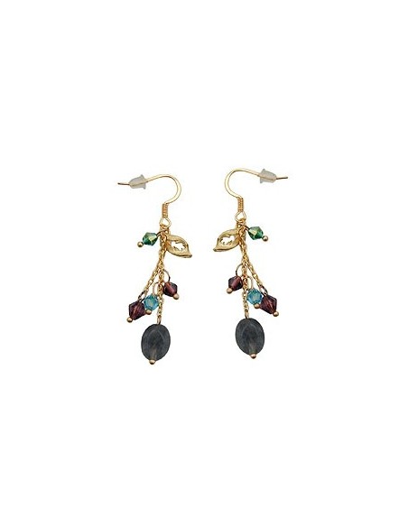 hook earrings stone glass beads multi colour