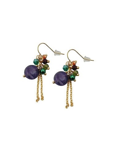 hook earrings stone glass beads multi colour