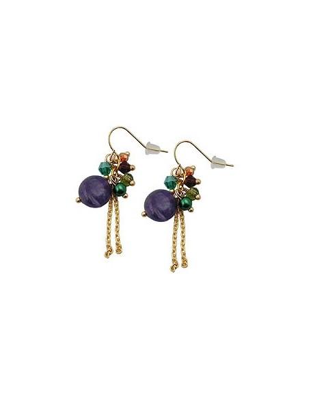 hook earrings stone glass beads multi colour